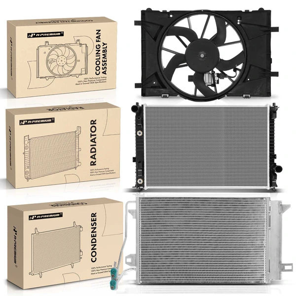 3 Pcs Radiator & AC Condenser & Cooling Fan Kit for Ford Fusion 2010-2012 Mercury