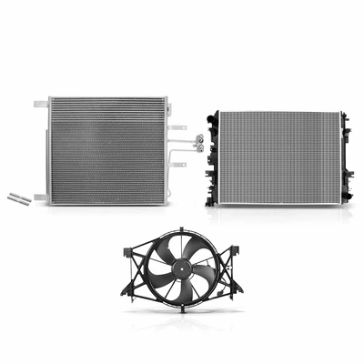3 Pcs Radiator & AC Condenser & Cooling Fan Kit