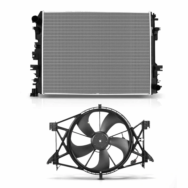 2 Pcs Radiator & Cooling Fan Assembly Kit for 2010 Dodge Ram 2500 4.7L V8