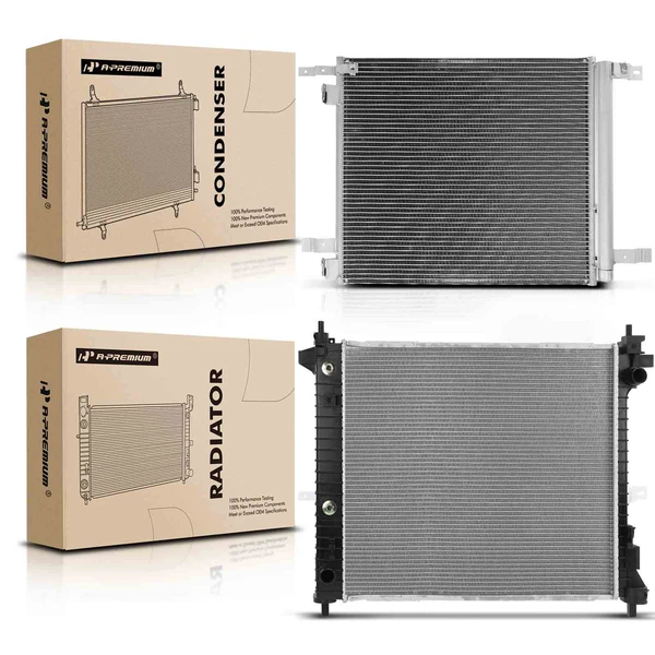 Radiator & AC Condenser Cooling Kit for Cadillac SRX 10-11 3.0L without Tow Package