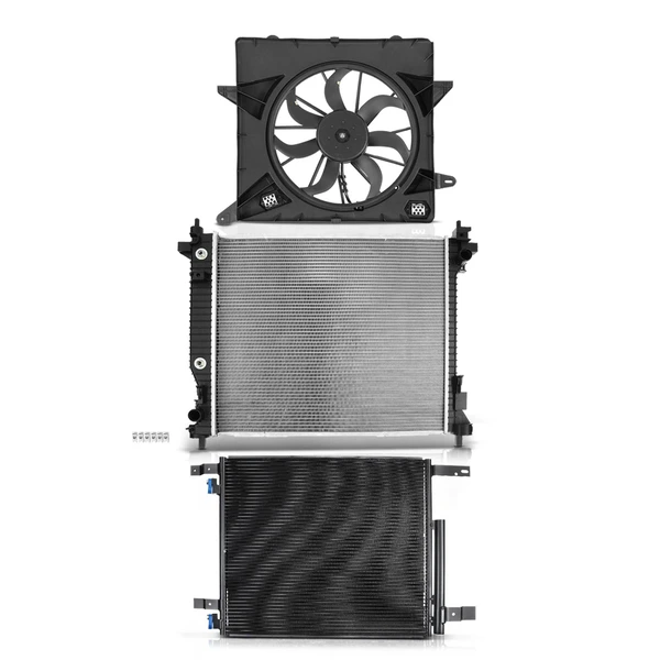 3 Pcs Radiator & AC Condenser & Cooling Fan Kit for Cadillac SRX 2010-2016 3.0L 3.6L