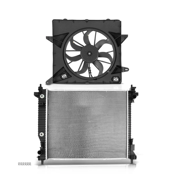 2 Pcs Radiator & Cooling Fan Assembly Kit for 2010-2011 2014-2016 Cadillac SRX