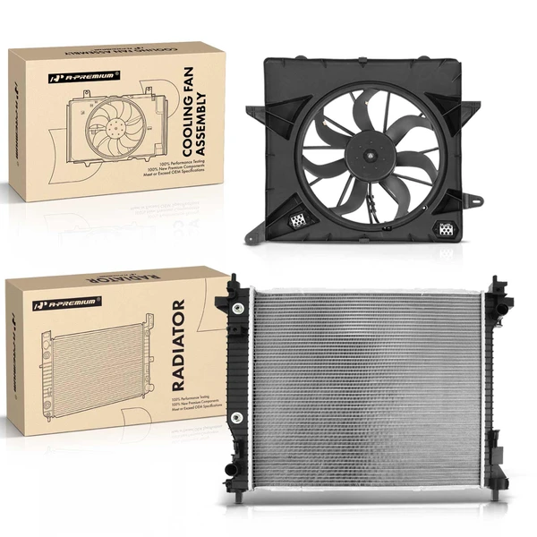 2 Pcs Radiator & Cooling Fan Assembly Kit for Cadillac SRX 2010-2016 V6 3.0L 3.6L Automatic