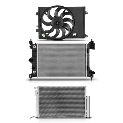 3 Pcs Radiator & AC Condenser & Cooling Fan Kit