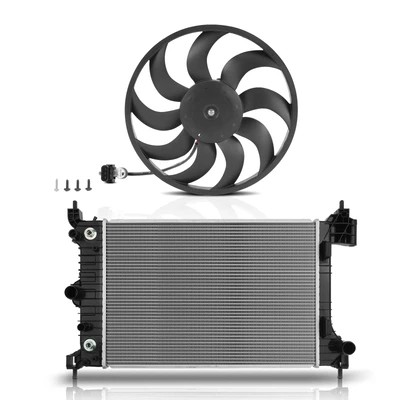 2 Pcs Radiator & Cooling Fan Assembly Kit