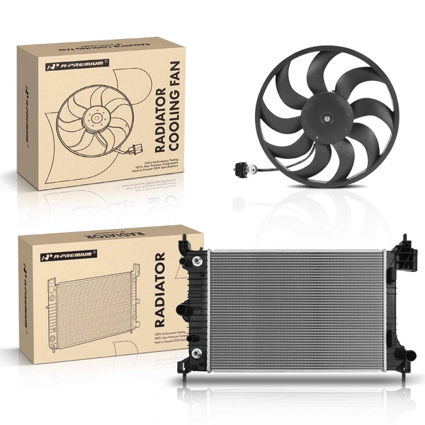 2 Pcs Radiator & Cooling Fan Assembly Kit for Chevrolet Sonic 2012-2018 L4 1.8L