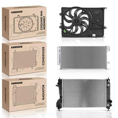 3 Pcs Radiator & AC Condenser & Cooling Fan Kit