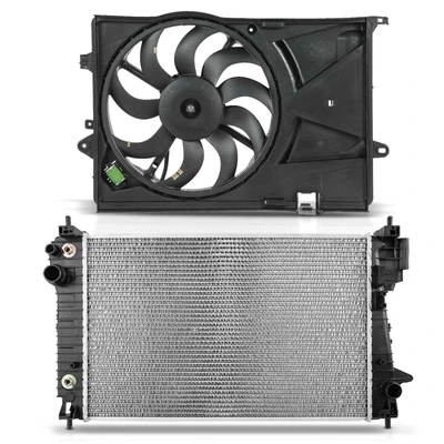 2 Pcs Radiator & Cooling Fan Assembly Kit