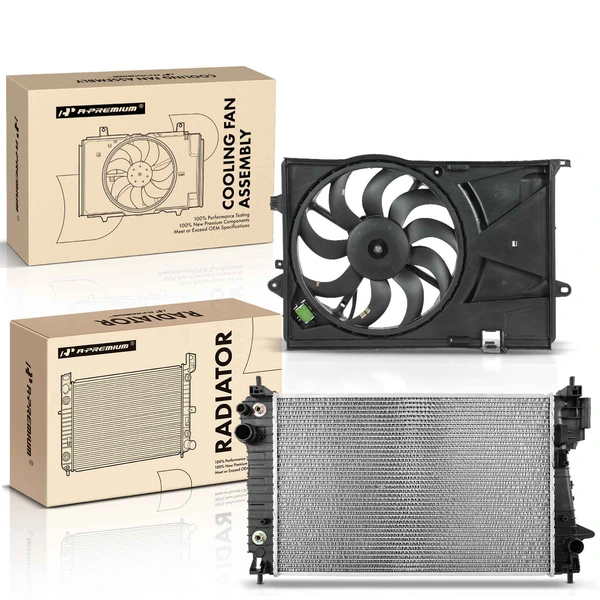 2 Pcs Radiator & Cooling Fan Assembly Kit for Chevrolet Sonic 2012-2020 1.4L