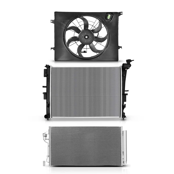 3 Pcs Radiator & AC Condenser & Cooling Fan Kit for Hyundai Sonata 2011-2012 Kia Optima