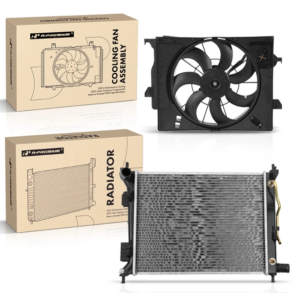 2 Pcs Radiator & Cooling Fan Assembly Kit for Hyundai Accent 2012-2014 L4 1.6L