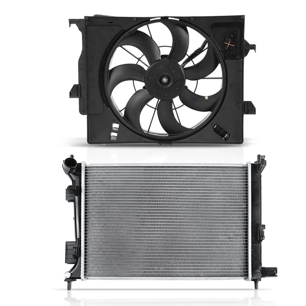 2 Pcs Radiator & Cooling Fan Assembly Kit for Hyundai Accent 2012-2014 Naturally Aspirated