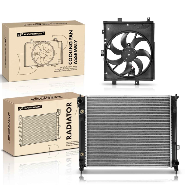 2 Pcs Radiator & Cooling Fan Assembly Kit for Nissan Versa 12-19 Versa Note 14-19 1.6L