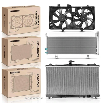 3 Pcs Radiator & AC Condenser & Cooling Fan Kit