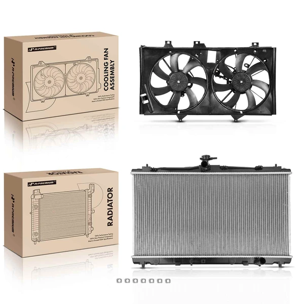 2 Pcs Radiator & Cooling Fan Assembly Kit for Toyota Camry 2012-2017 L4 2.5L