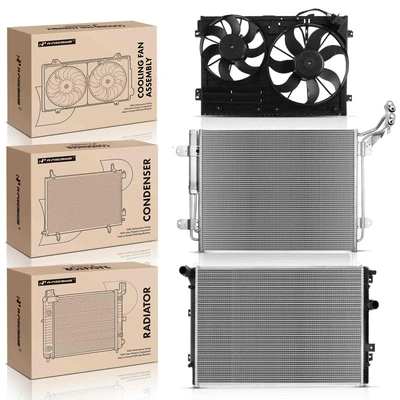 3 Pcs Radiator & AC Condenser & Cooling Fan Kit