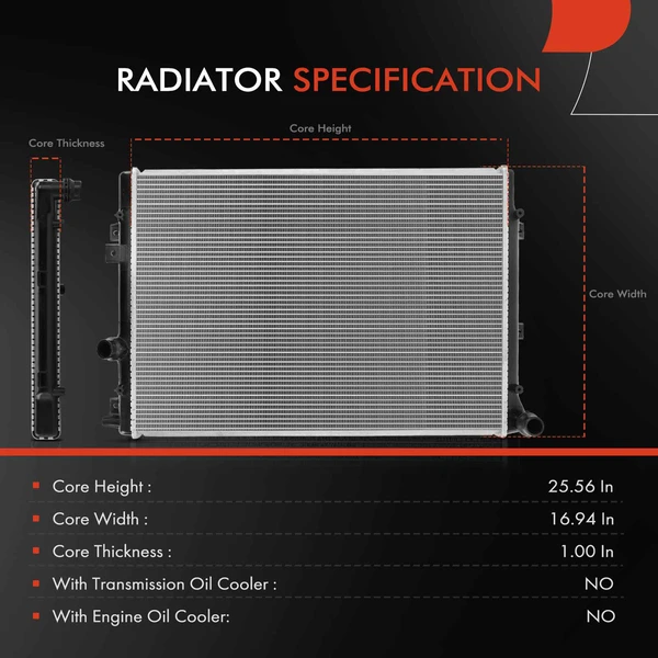 2 Pcs Radiator & Cooling Fan Assembly Kit for Volkswagen Tiguan 2009-2016