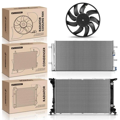 3 Pcs Radiator & AC Condenser & Cooling Fan Kit