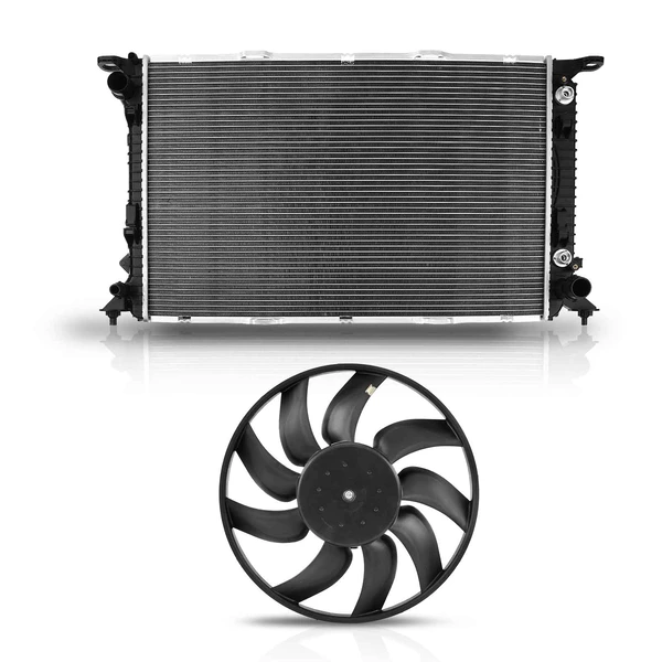 2 Pcs Radiator & Cooling Fan Assembly Kit for Audi A5 Quattro Q5 S4 S5 Automatic