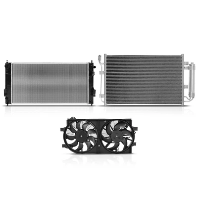 3 Pcs Radiator & AC Condenser & Cooling Fan Kit