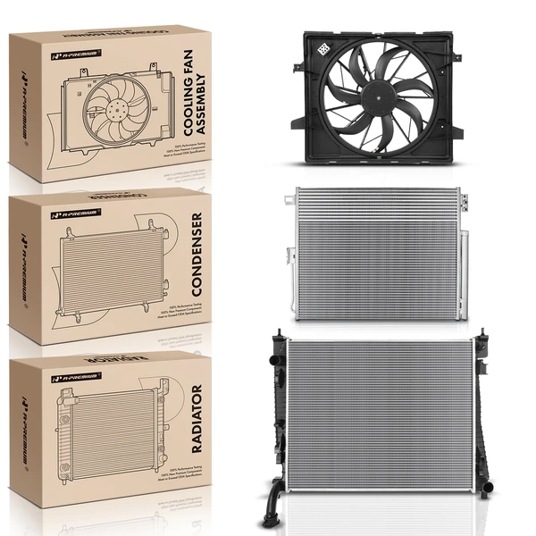3 Pcs Radiator & AC Condenser & Cooling Fan Kit for Dodge Durango Jeep 2011-2018