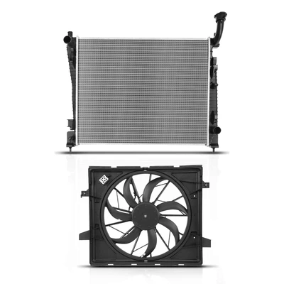 2 Pcs Radiator & Cooling Fan Assembly Kit