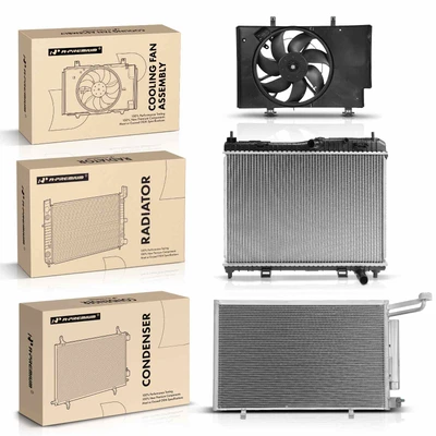 3 Pcs Radiator & AC Condenser & Cooling Fan Kit