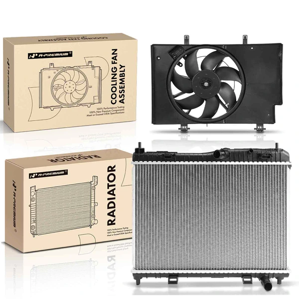 2 Pcs Radiator & Cooling Fan Assembly Kit for Ford Fiesta 2011-2017 L4 1.6L