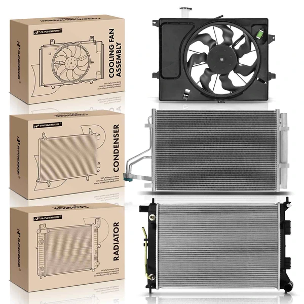 3 Pcs Radiator & AC Condenser & Cooling Fan Kit for Hyundai Elantra 2011-2013