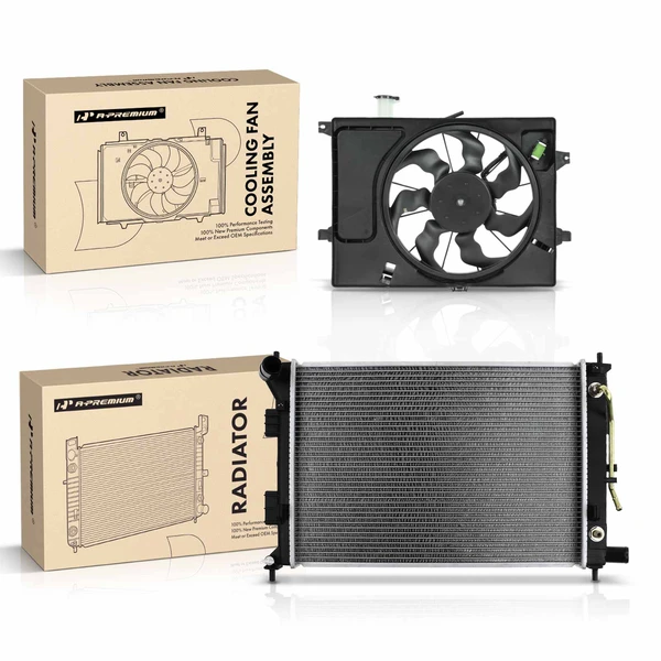 2 Pcs Radiator & Cooling Fan Assembly Kit for Hyundai Elantra 2011-2013 1.8L Sedan