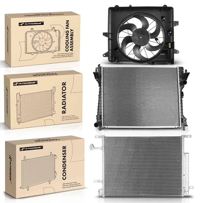 3 Pcs Radiator & AC Condenser & Cooling Fan Kit