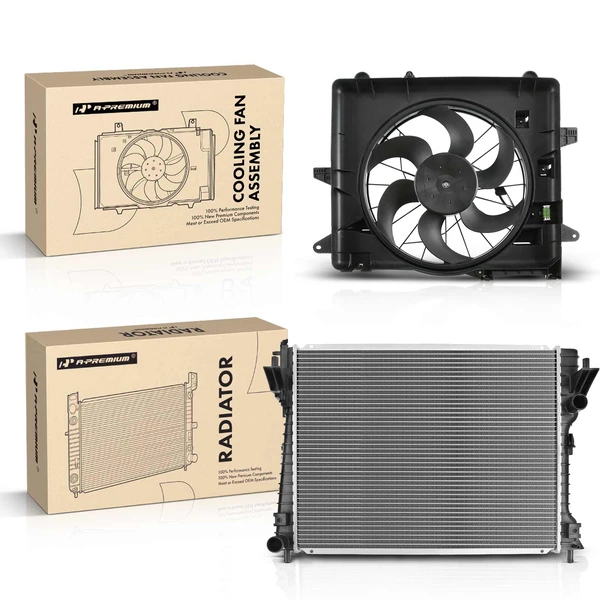 2 Pcs Radiator & Cooling Fan Assembly Kit for Ford Mustang 2011-2014