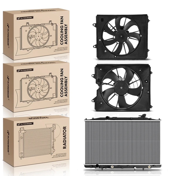 3 Pcs Radiator & Cooling Fan Assembly Kit for Honda Odyssey 2011-2017