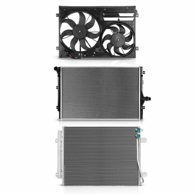 3 Pcs Radiator & AC Condenser & Cooling Fan Kit