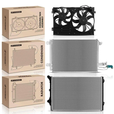 3 Pcs Radiator & AC Condenser & Cooling Fan Kit