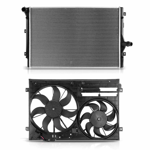 2 Pcs Radiator & Cooling Fan Assembly Kit for Volkswagen Passat Jetta Audi