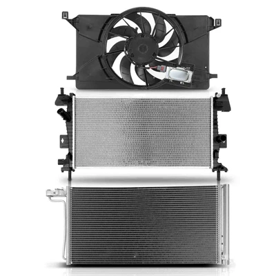3 Pcs Radiator & AC Condenser & Cooling Fan Kit