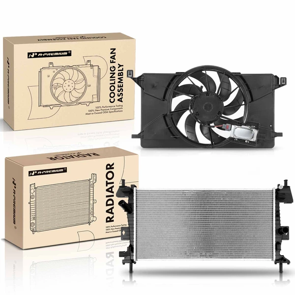 2 Pcs Radiator & Cooling Fan Assembly Kit for Ford Focus 2.0L Electric