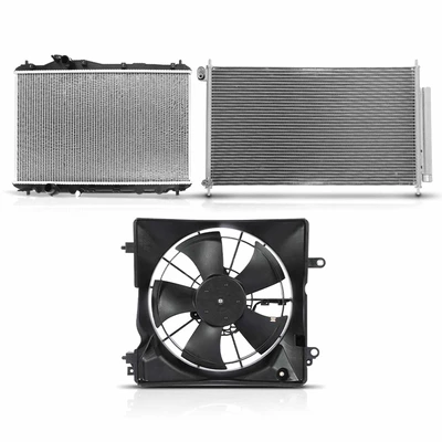 3 Pcs Radiator & AC Condenser & Cooling Fan Kit