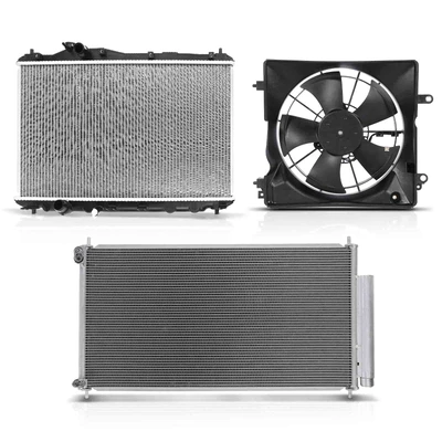 3 Pcs Radiator & AC Condenser & Cooling Fan Kit