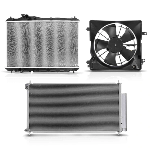 3 Pcs Radiator & AC Condenser & Cooling Fan Kit for 2012-2015 Honda Civic