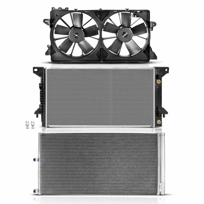 3 Pcs Radiator & AC Condenser & Cooling Fan Kit