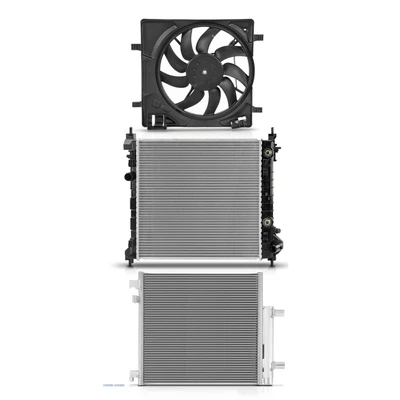 3 Pcs Radiator & AC Condenser & Cooling Fan Kit