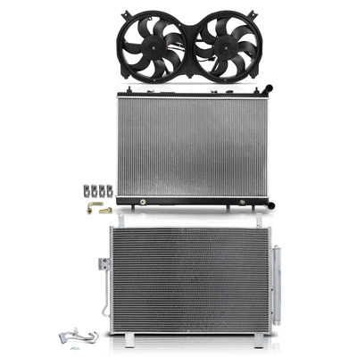 3 Pcs Radiator & AC Condenser & Cooling Fan Kit