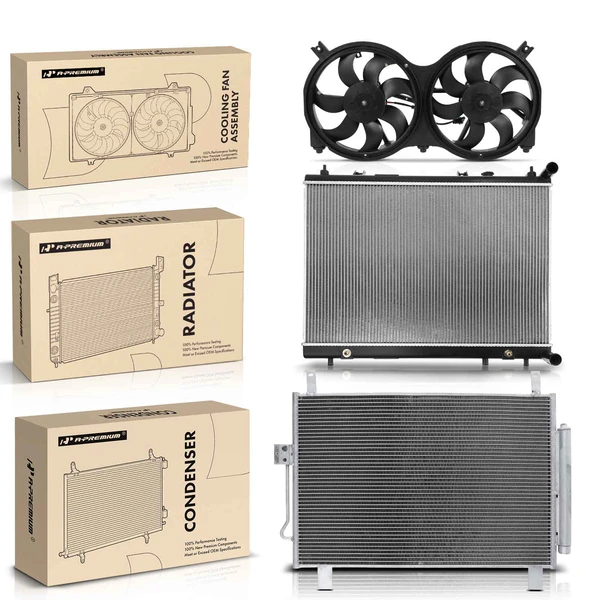 3 Pcs Radiator & AC Condenser & Cooling Fan Kit for INFINITI QX60 2014-2018 Nissan