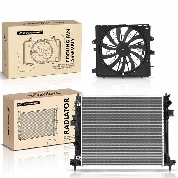 2 Pcs Radiator & Cooling Fan Assembly Kit for Cadillac ATS 2013-2015 L4 2.5L