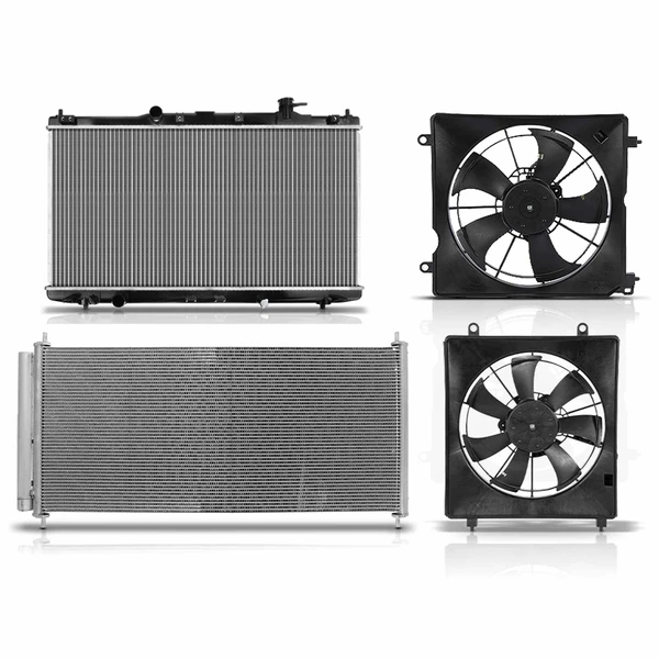 4 Pcs Radiator & AC Condenser & Cooling Fan Kit for Honda Accord 2013-2017 L4 2.4L
