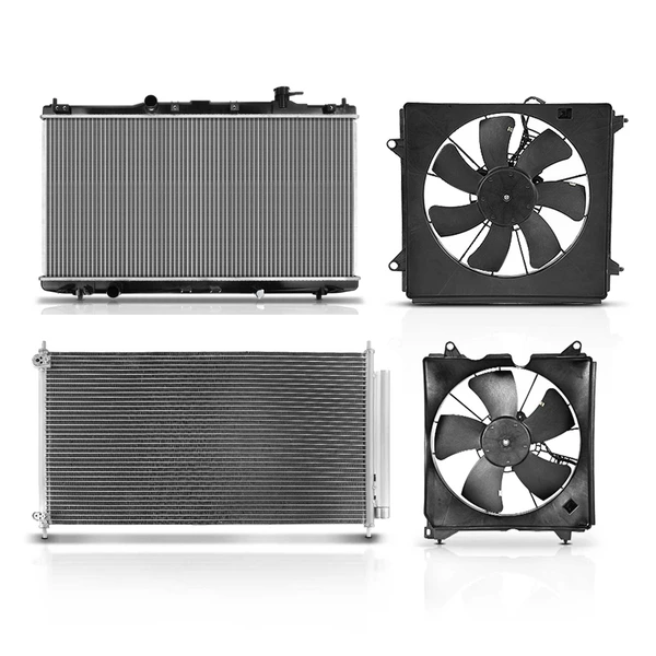 4 Pcs Radiator & AC Condenser & Cooling Fan Kit for Honda Accord 2013-2017 2.4L