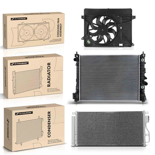 3 Pcs Radiator & AC Condenser & Cooling Fan Kit for 2015-2021 Buick Encore