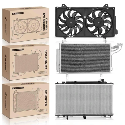 3 Pcs Radiator & AC Condenser & Cooling Fan Kit